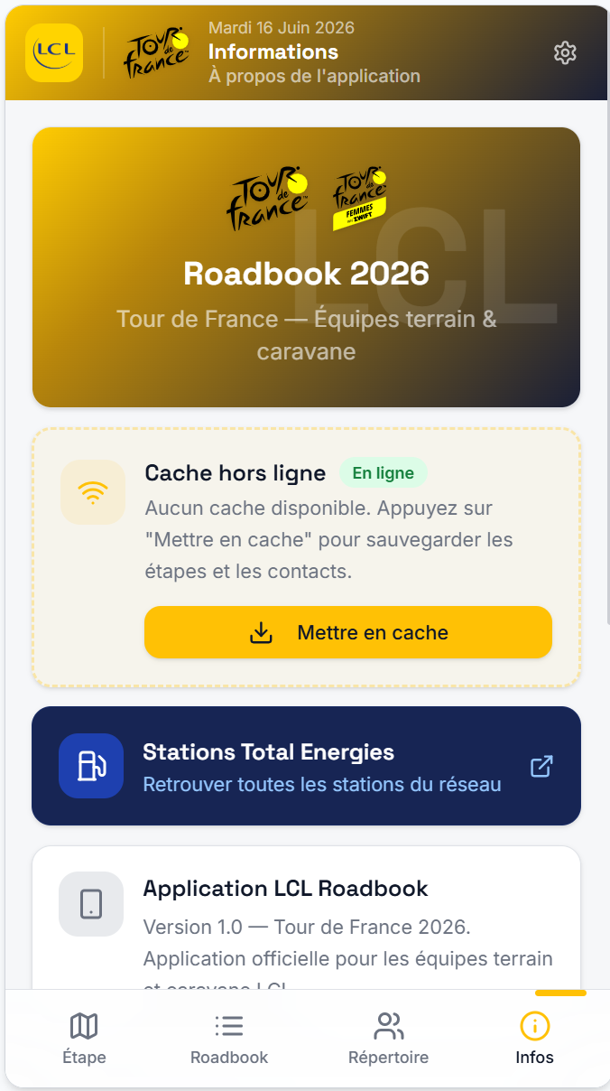 Infos & cache hors-ligne